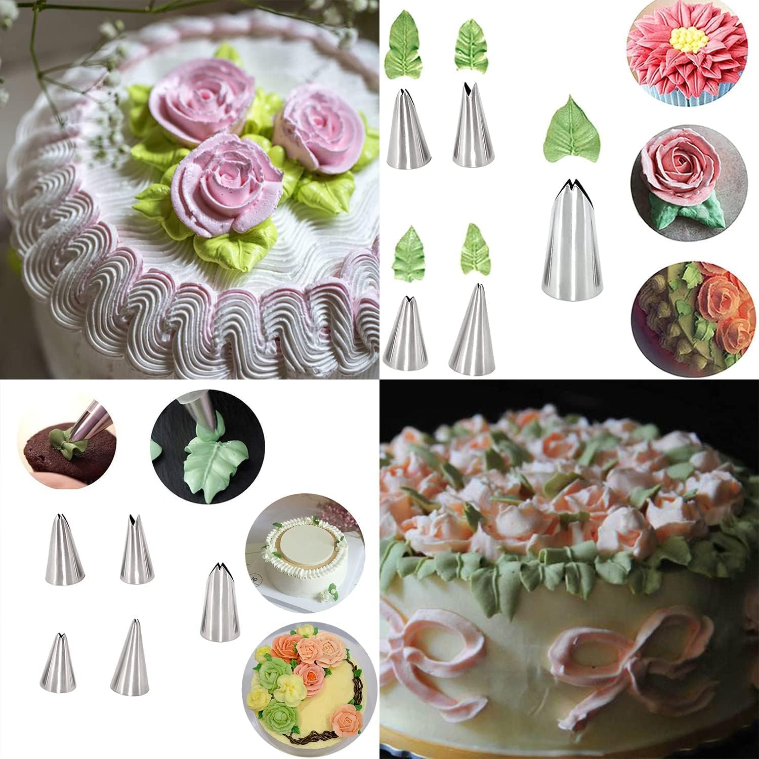 Leaf Piping Tips, Xafissy 5PCS Stainless Steel Piping Tips Piping Nozzles Set Cake Decorating Tips Icing Piping Nozzles Set for DIY Fondant Pastry Baking image 4