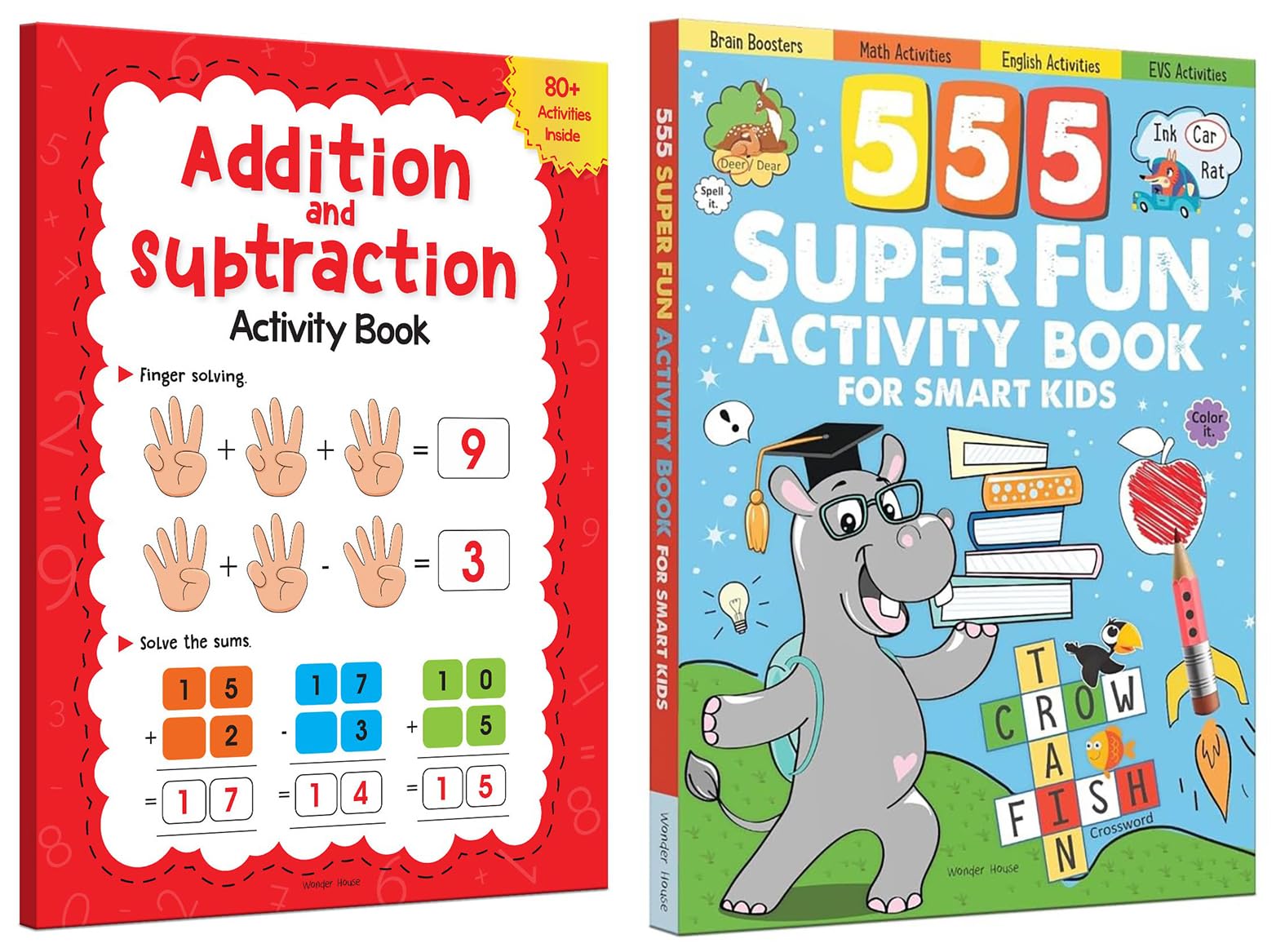 555 SUPER FUN Activity Book for Smart Kids & Addition and Subtraction Activity Book For Children - 80+ Activities Inside