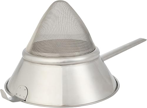 Restaurantware Chinois - Colador de acero inoxidable de 10.2 pulgadas con malla extrafina para salsas, caldos, sopas, caldos, tamizado, herramientas