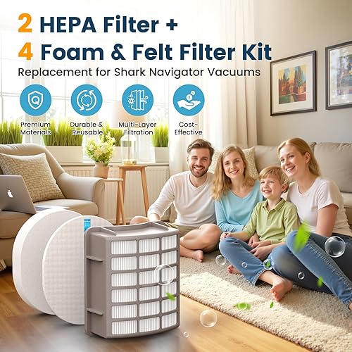Miniatura 6 de Colorfullife 4 filtros de espuma + 2 HEPA para Shark Navigator Professional NV70, NV80, NVC80C, UV420 Shark Rotator Professional XL Capacidad NV90,