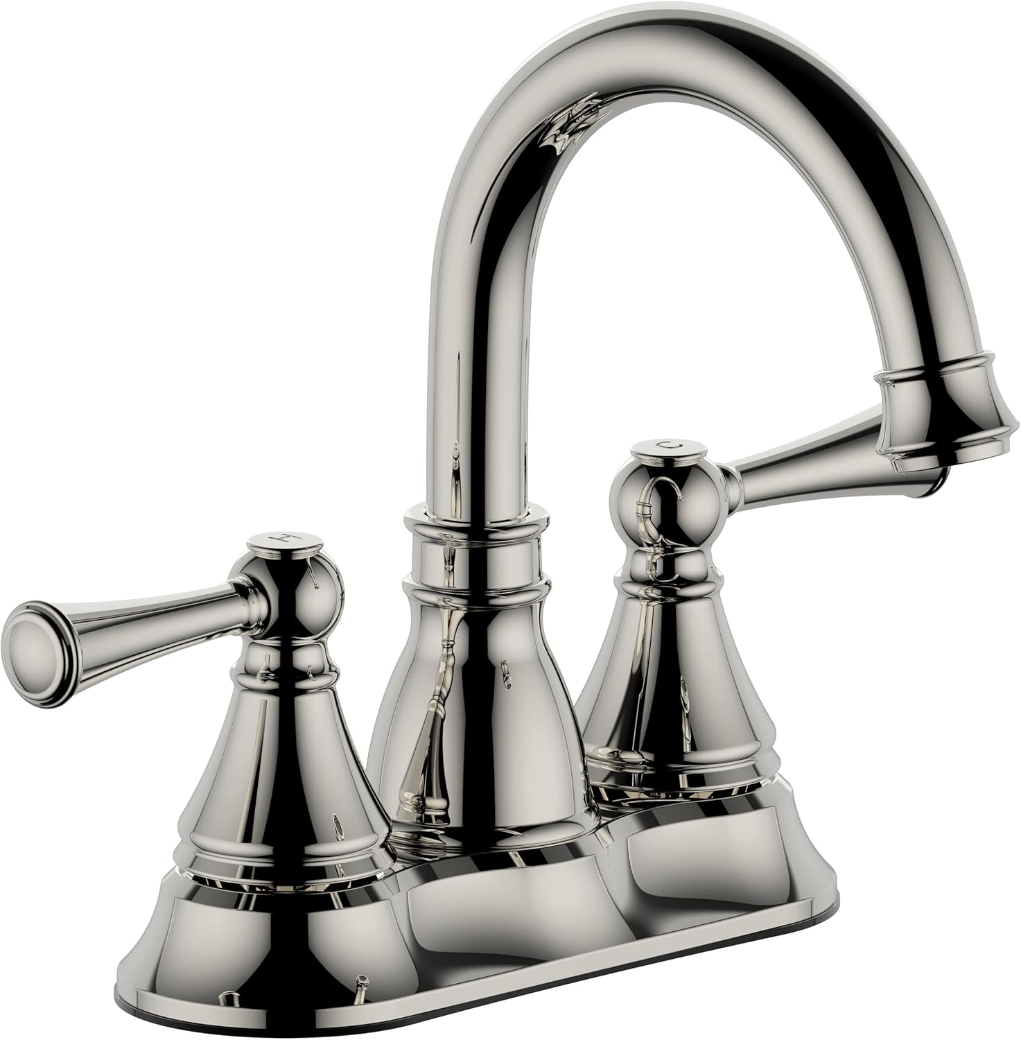 4" Two Handle Lavatory Centerset Faucet,2 Handle Bathroom Faucets for Sink 3 Holes,with Push up Pop-up Drain,Polished Nickel Finish DF-1389-PN, Duttao