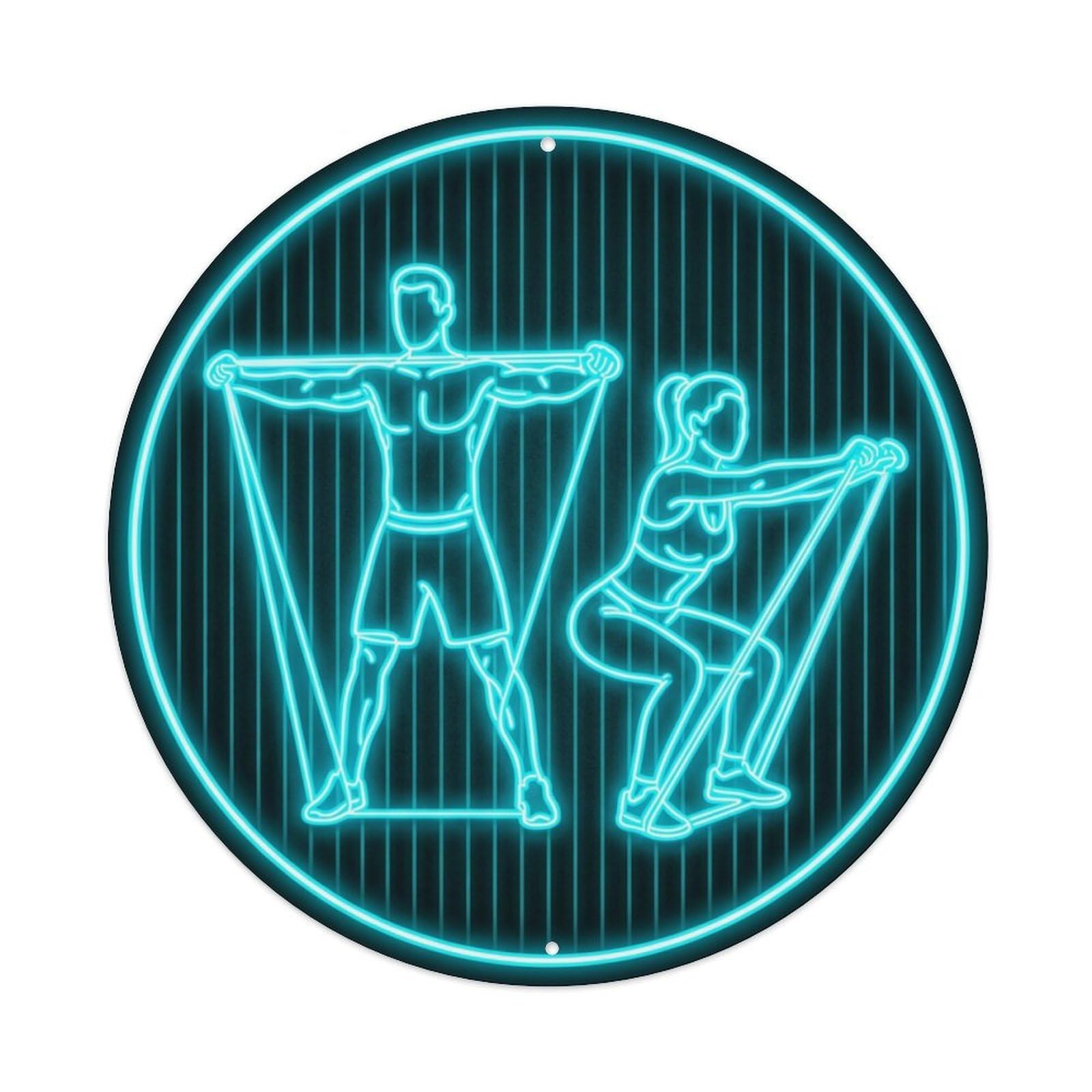 Yrnq 8X8inch Vintage Style Vintage Faux Neon Gym Retro Bodybuilding Fitness Resistance Metal Tin Sign
