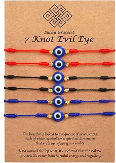 Evil Eye Bracelets 7 Knot Lucky Protection Bracelets Red Evil Eye Bracelets Pack Mal De Ojo Bracelet for Family