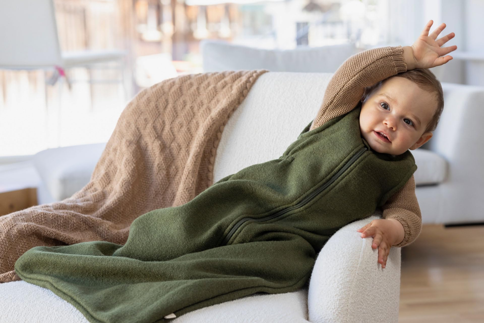 Disana WALK-SCHLAFSACK Baby & Kleinkind - 100% Bio-Merino, TOG 1.7 – atmungsaktiv, kuschelig warm – unisex Gr. 60, 80, 100 cm - nachhaltig & fair - mit Zipper - made in Germany