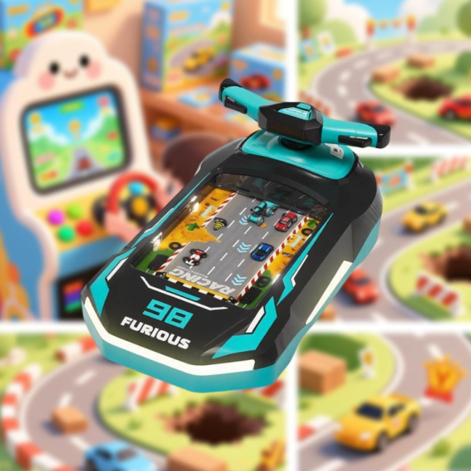 Volante Giocattolo Musicale Educativo Interattivo Simulazione di Guida Gioco con Suono Materiale PP Adatto per La Stanza Dei Bambini, Ricaricabile Blu, Taglia unica bambino