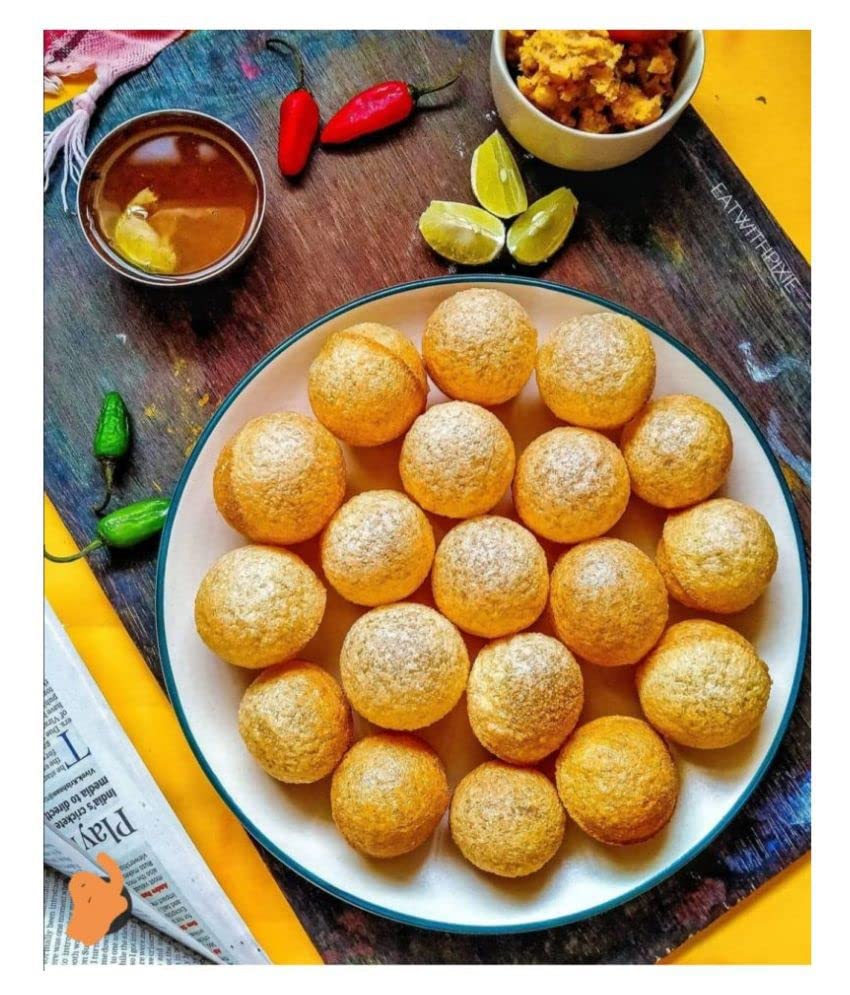 Miniatura 5 de Neotea Gappa GOL Gappa Listo para Freír Seco  GolGappa Seco  Pana Puri  Papadas Pani Puri (Trigo Pani Puris) (17.64 oz)