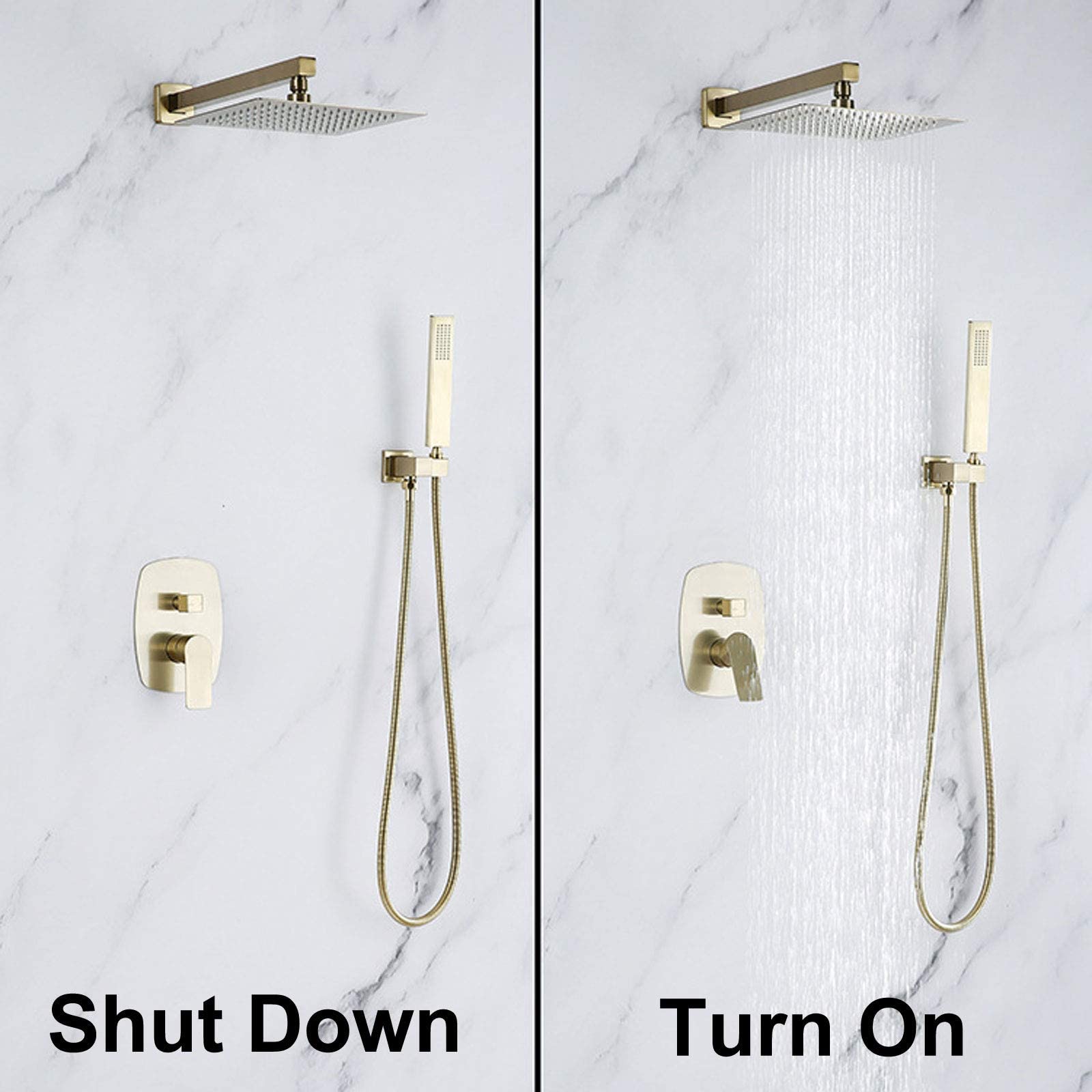 Oculto Gold, baño, con Cabezal y Manguera Juego Ducha Moderna para Adultos Gimnasio de Hotel