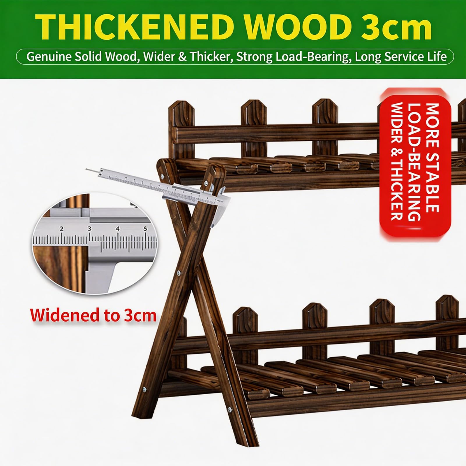 Scaffale in legno realizzato a mano, supporto pieghevole per piante