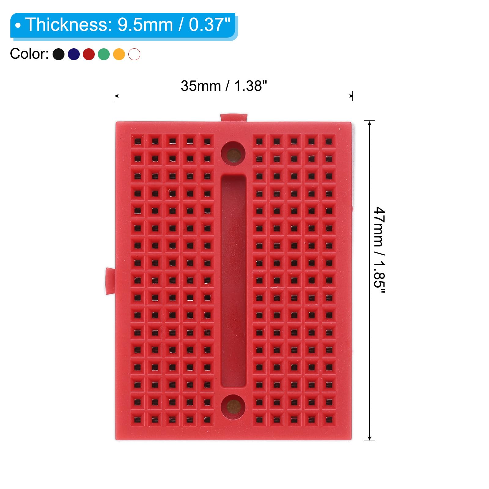 PATIKIL 12pcs Mini Breadboard, Solderless Breadboard Small Breadboard 170 Tie Points Prototype PCB Bread Board Electronics Kit Self Adhesive Plates, SYB-170, 6 Color