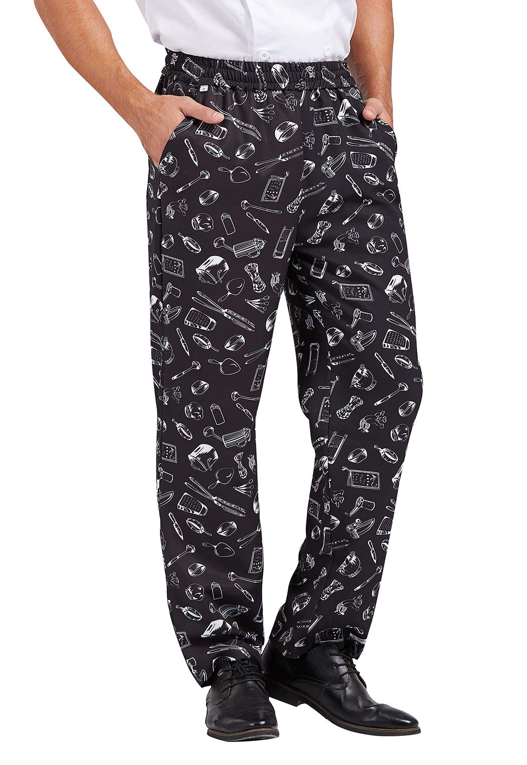 Nanxson Unisex Professionali Pantaloni da Cuoco Uomo Cotone Pantaloni da Chef Elastico Pantaloni da Lavoro Stampati CFM2007
