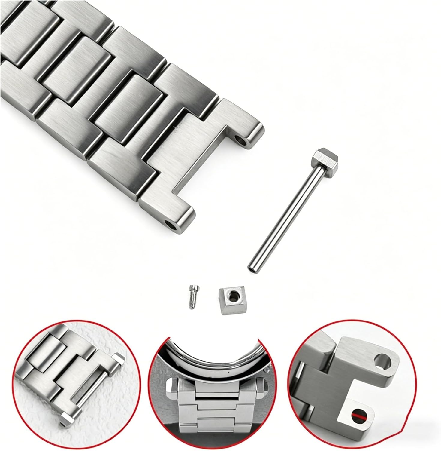 Concave Interface Stainless Steel Watch Strap, Men's Metal Replacement Band WSPA0013/W31077U2