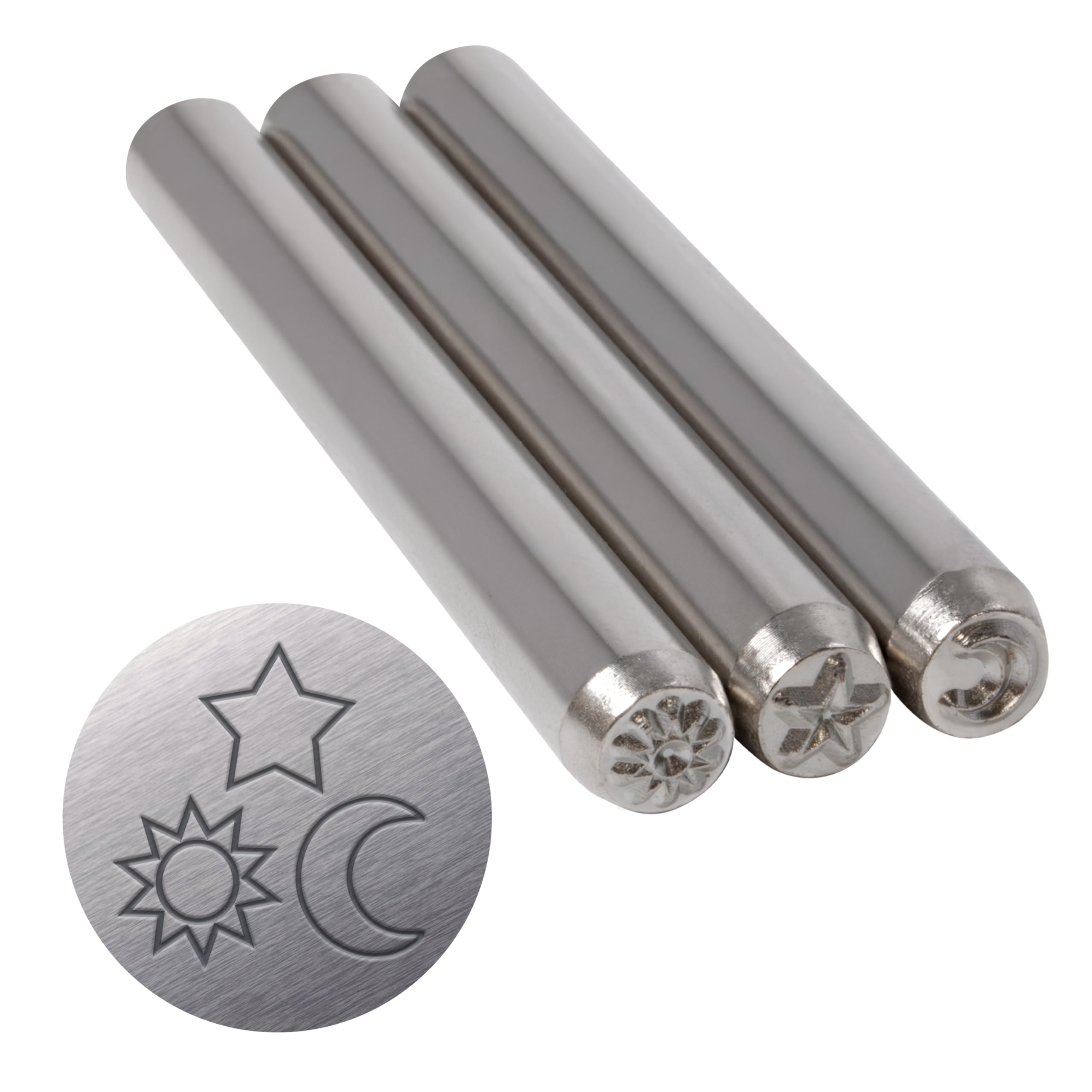 The Beadsmith Steel Design Stamps - Jewelry Stamping Tools, Celestial Design, 3-Piece Set, 3.125 Inches w/ 5 mm Base