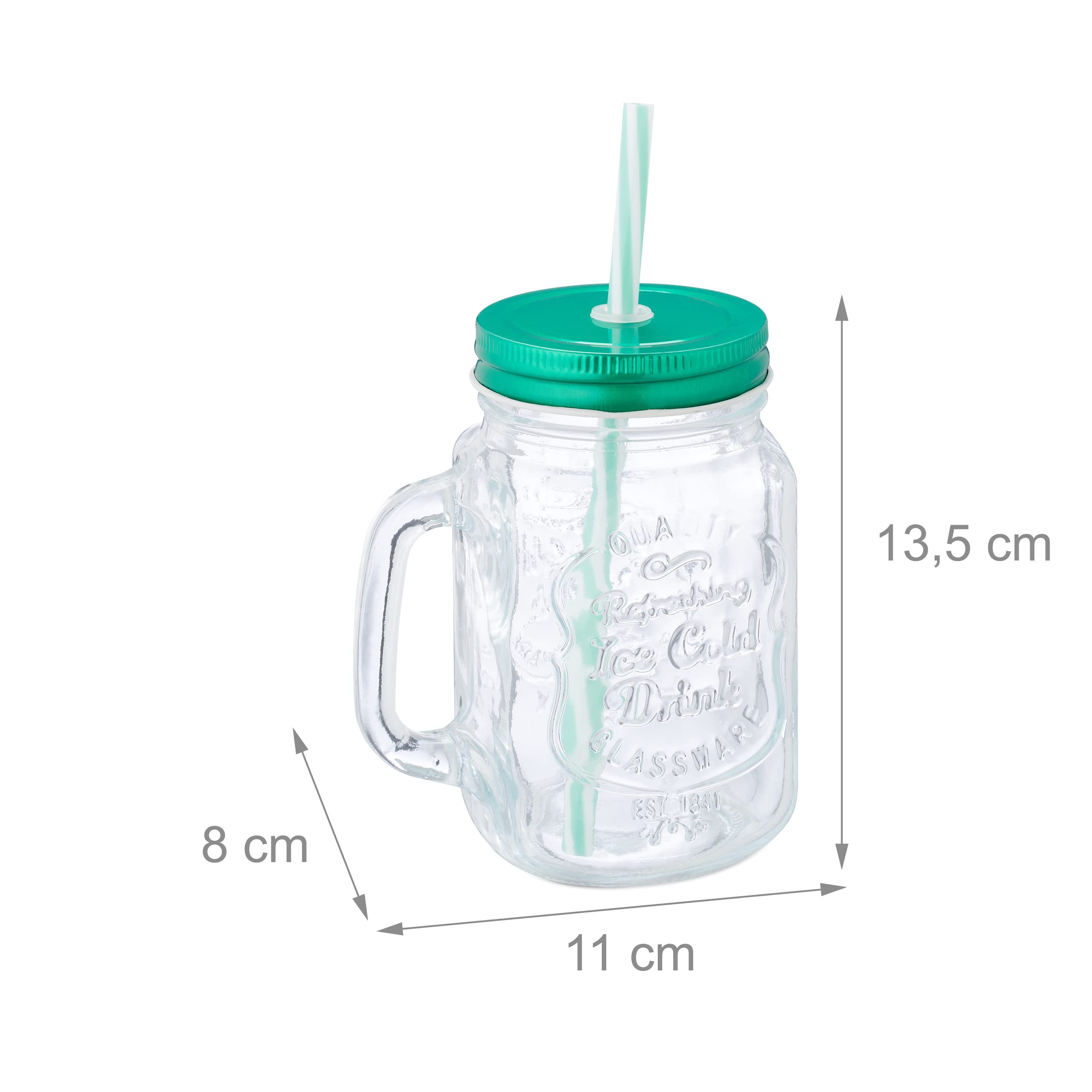Relaxdays Verre à Cocktails Avec Couvercle Et Paille Incluse, Lot De 8 500 Ml Style Rtro Estival Anse Multicolore 63789383 Relaxdays Verre à Cocktails Avec Couvercle Et Paille Incluse, Lot De 8 500 Ml Style Rtro Estival Anse Multicolore 63789383