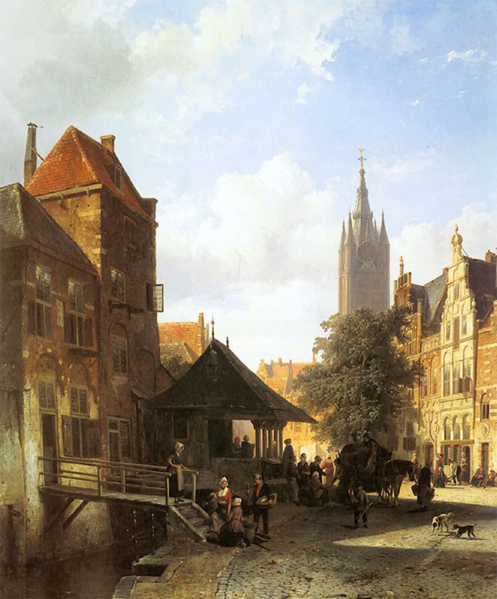 SERENDIPITP Vintage Picture Print on Canvas Wall Art Poster Figures In A Street In Delft Cornelis Springer Artwork Print Poster for Wall Decor 60x90cm