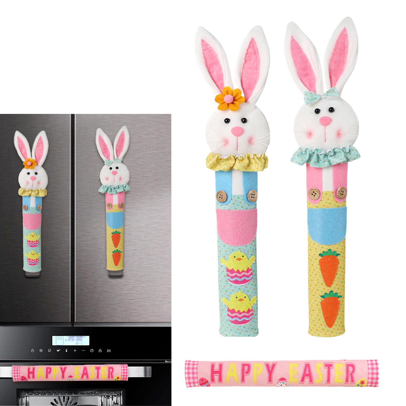 Housses de poignée de frigo anti-traces de doigts motif lapin de Pâques