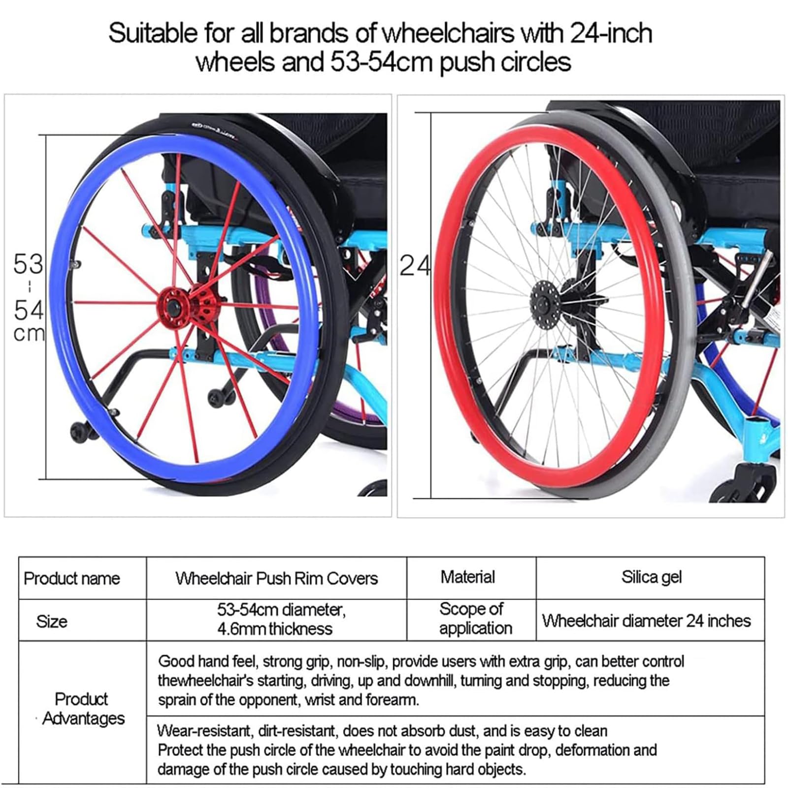 Fundas para Aros De Sillas De Ruedas, 22 Pulgadas / 24 Pulgadas Fundas para Aros De Sillas De Ruedas Antideslizantes Y Resistentes Al Desgaste, Accesorios para Sillas De Ruedas,001,22in