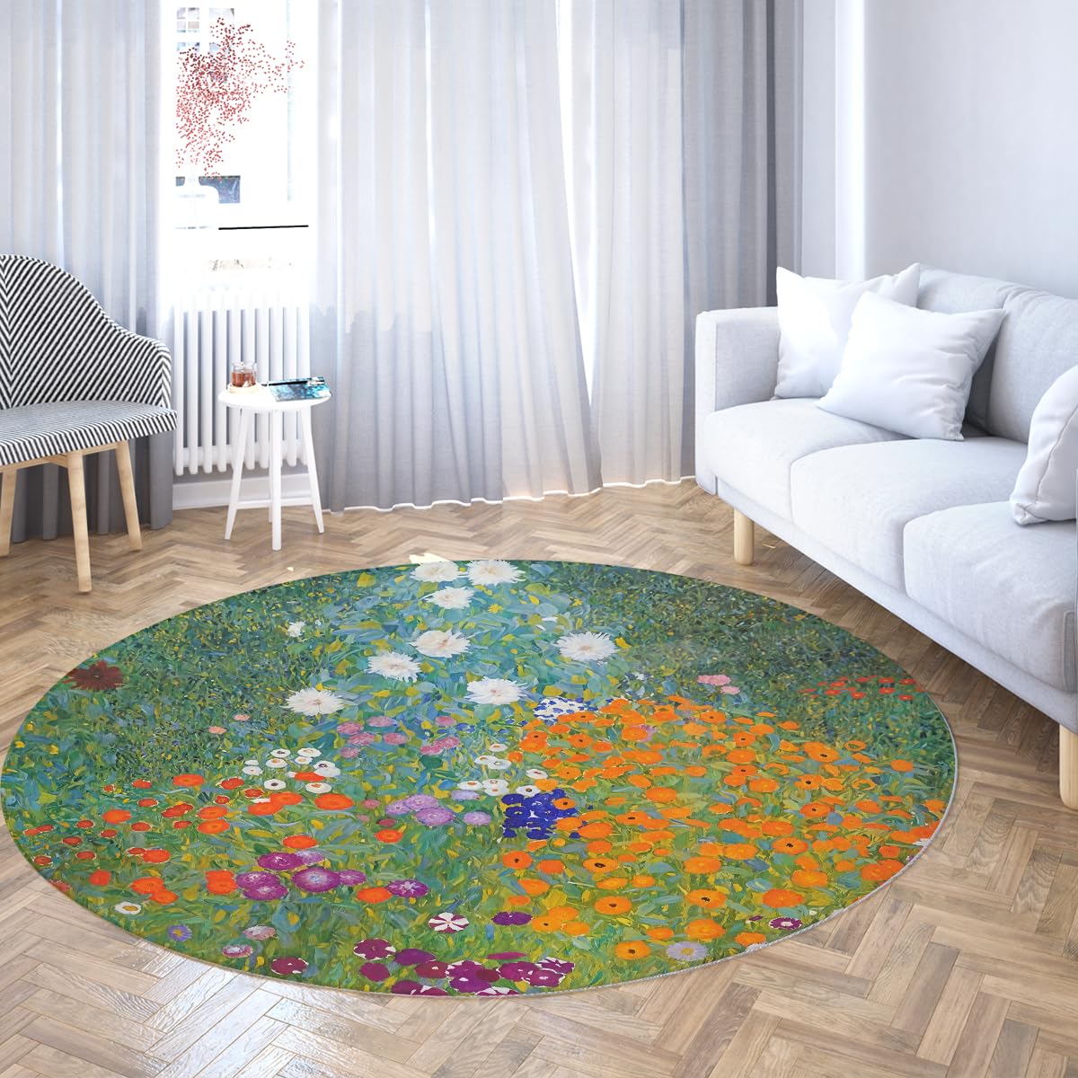 Tapis salon doux lavable en machine de forme ronde 120cm