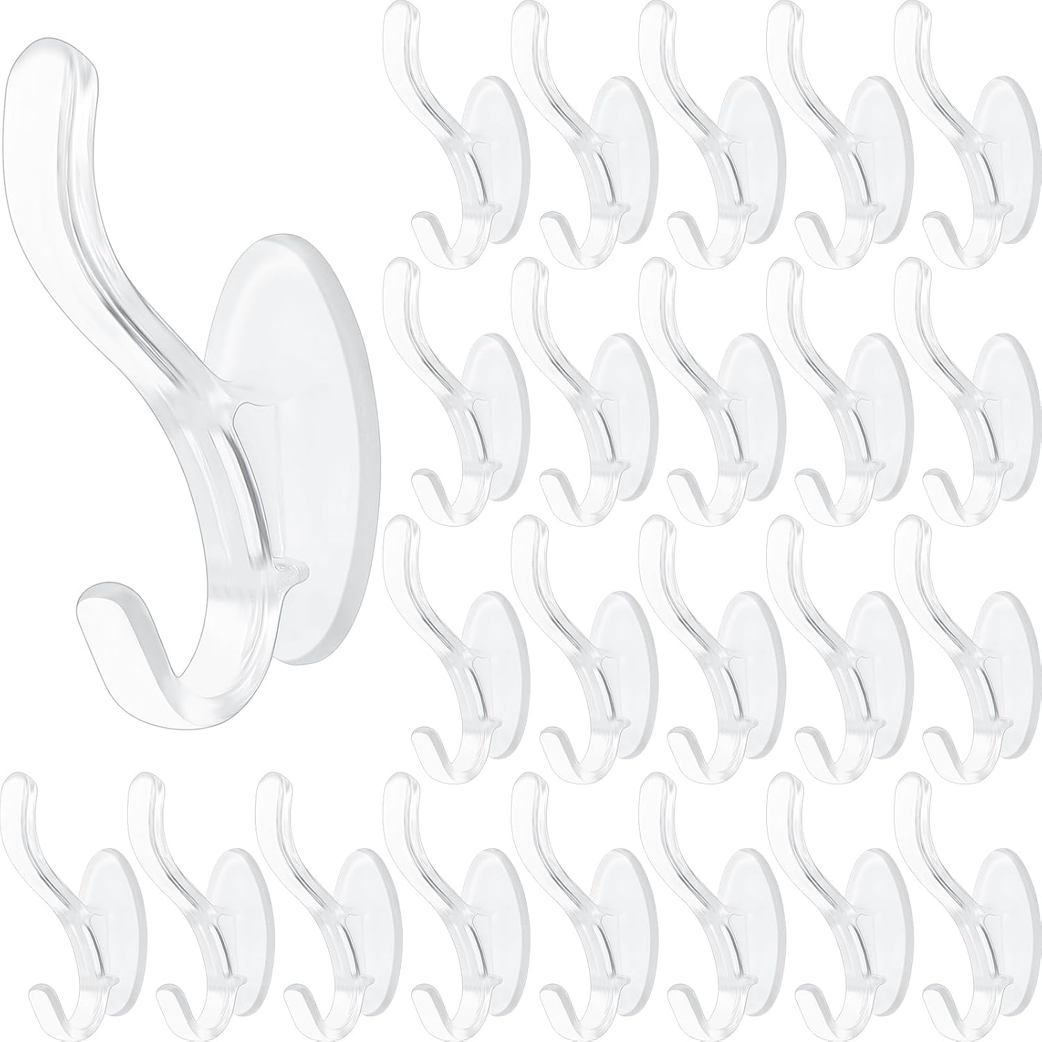 Queekay Clear Adhesive Wall Hooks Transparent Double Holder