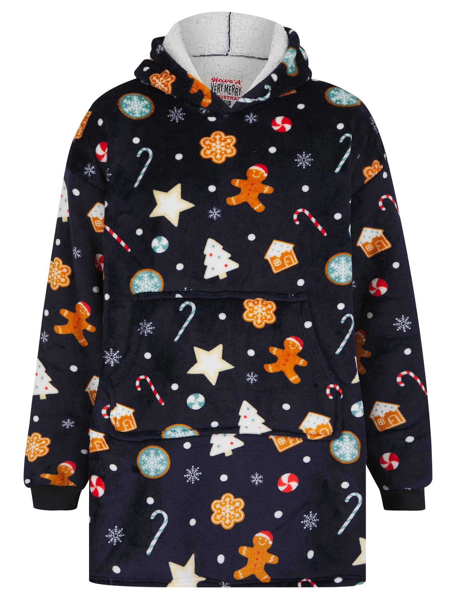 Tokyo Laundry Unisex 'Christmas Cookies' Oversized Xmas Fleece Lined Blanket Hoodie