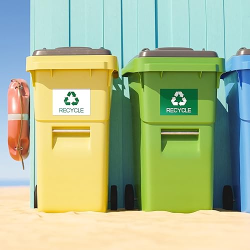 Miniatura 4 de Gentle North Paquete de 2 calcomanías de reciclaje para bote de basura (10 x 7 pulgadas), calcomanías de reciclaje para papelera, calcomanías de