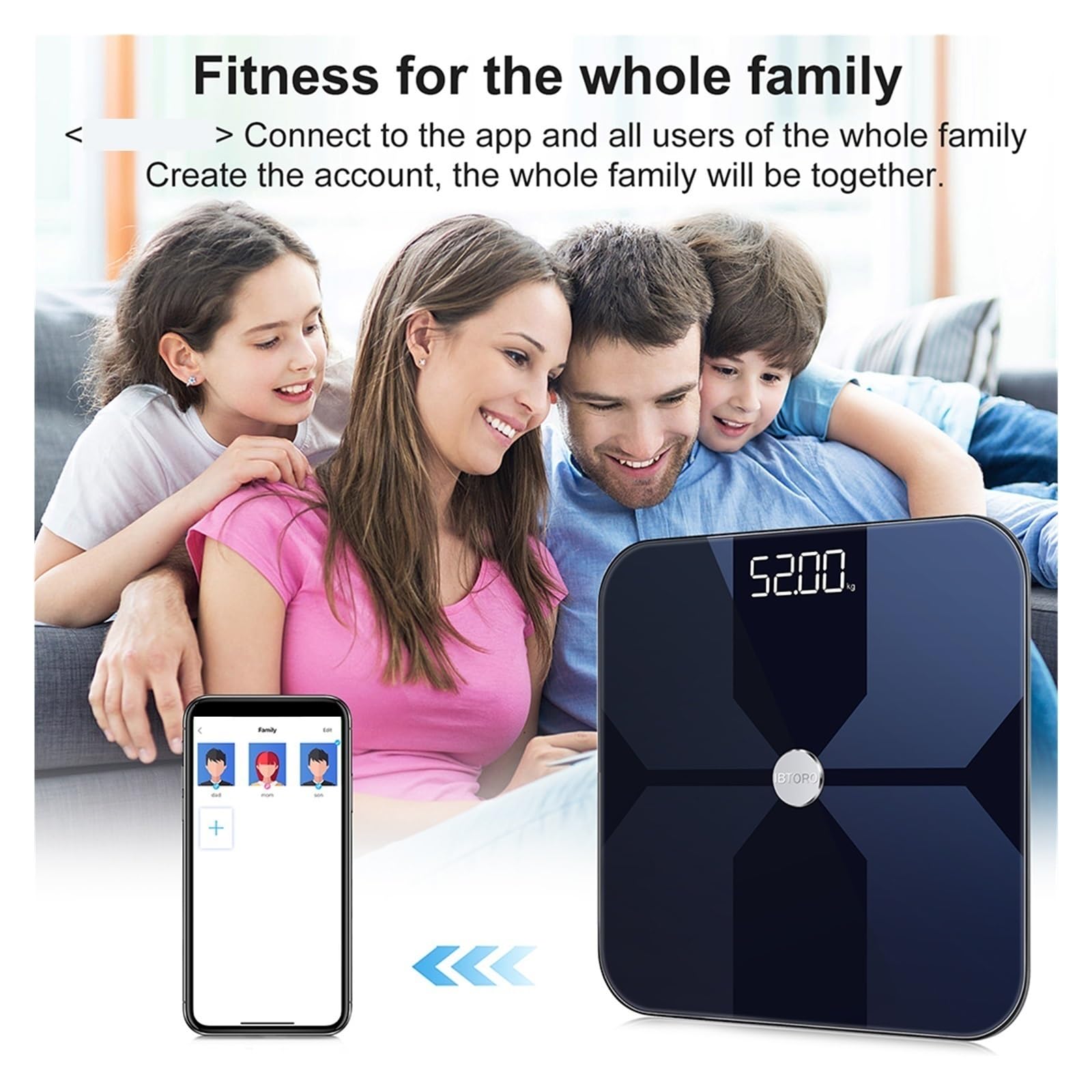 Báscula De Peso Grasa Corporal Inteligente Bioimpedancia Analizador Composición Equilibrio Digital Baño Bluetooth WIFI Preciso FáCil De Leer