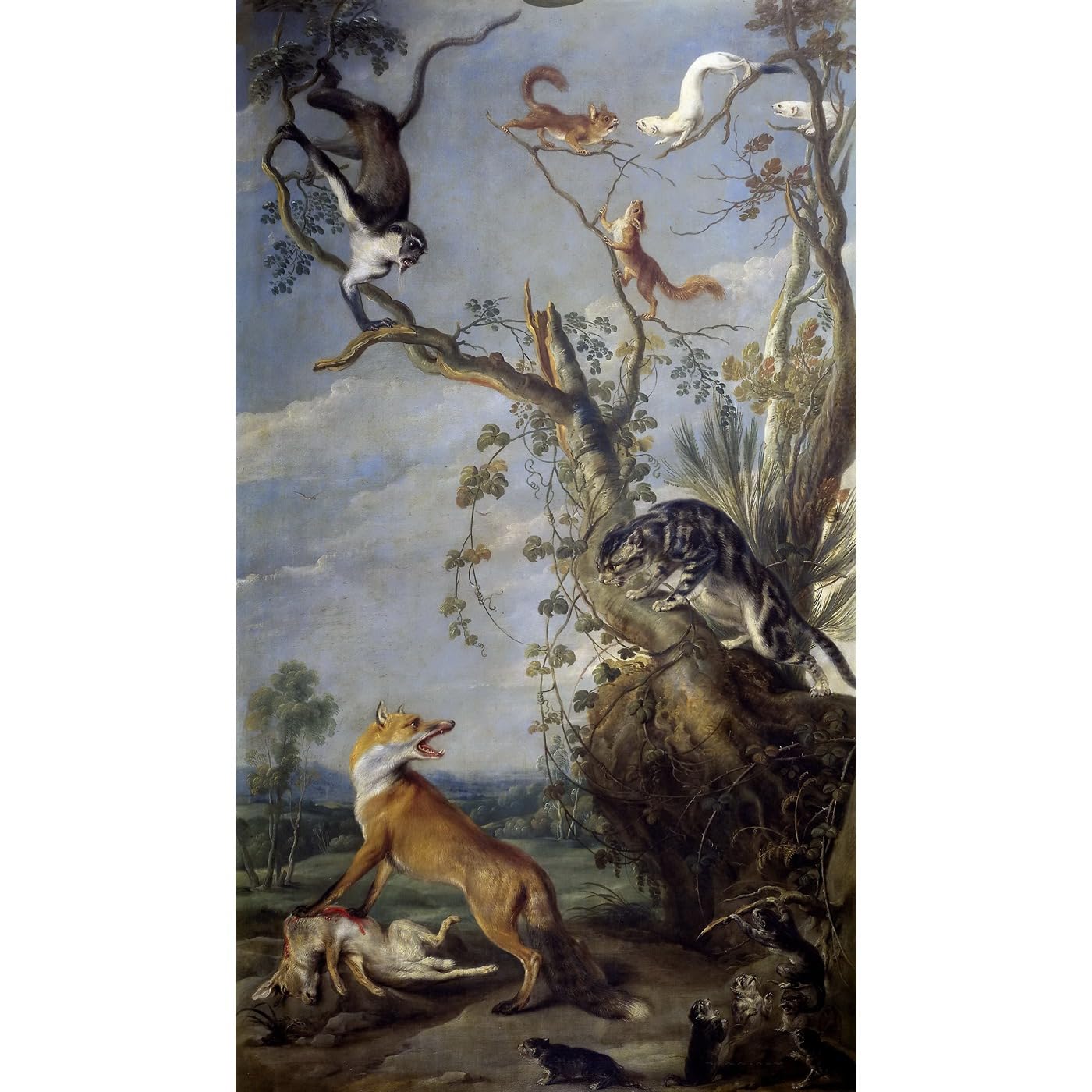 Impression d'art chat et renard pour habiller un mur blanc vide
