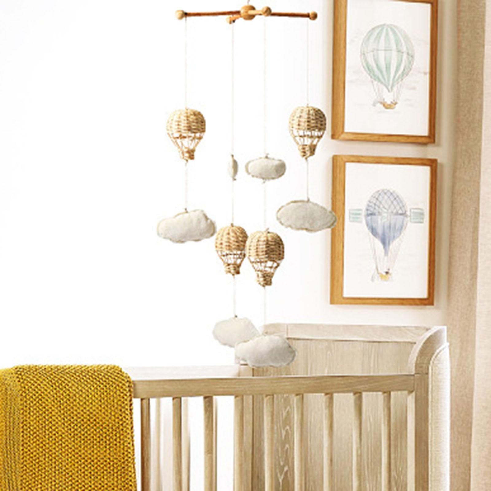 Incantevole giostrina per Culla con Decorazione in Rattan e | decorazione a forma di nuvola, spazio fantasioso, struttura naturale, materiale didattico per fotografia, ragazze, ragazzi,