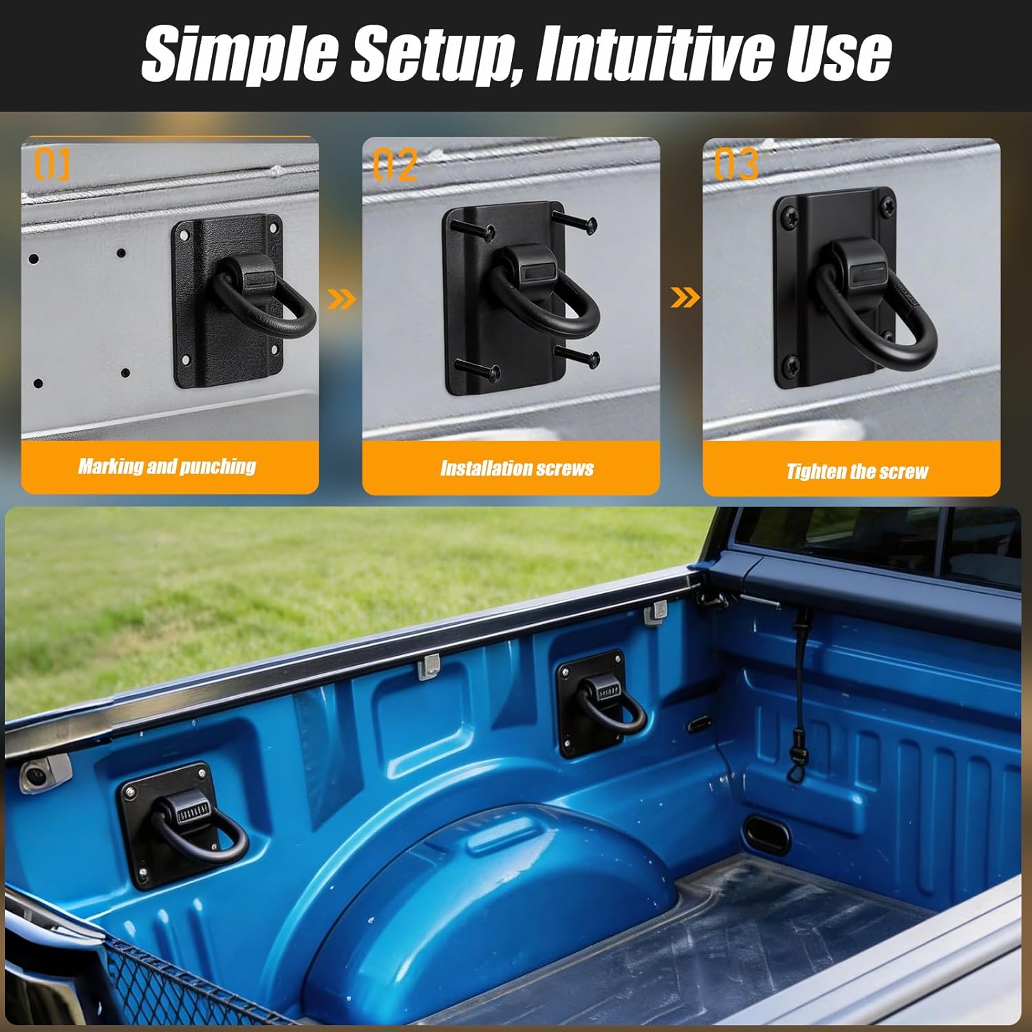 4 Pack Truck Tie Down Anchors, Heavy Duty Bed Tie Downs Truck Accessories Fit for 2015-2025 Ford F150 F250 F350 & Raptor 2026 Replaces FL3Z-99000A64-B FL3Z-9928408-AB