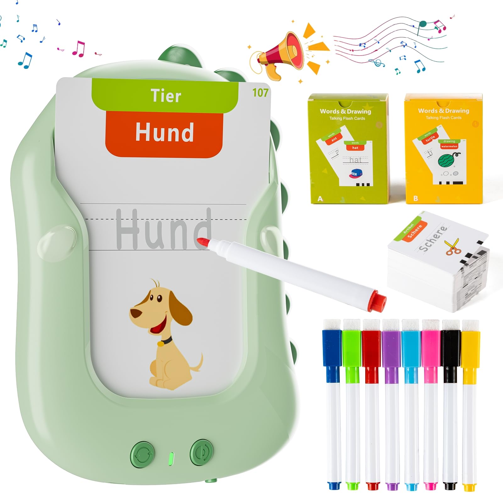 Biglietti educativi parlanti in tedesco per bambini piccoli, 336 parole di vista, giochi di scrittura e ortografia, attività educative per bambini in età prescolare e asilo, giocattolo educativo