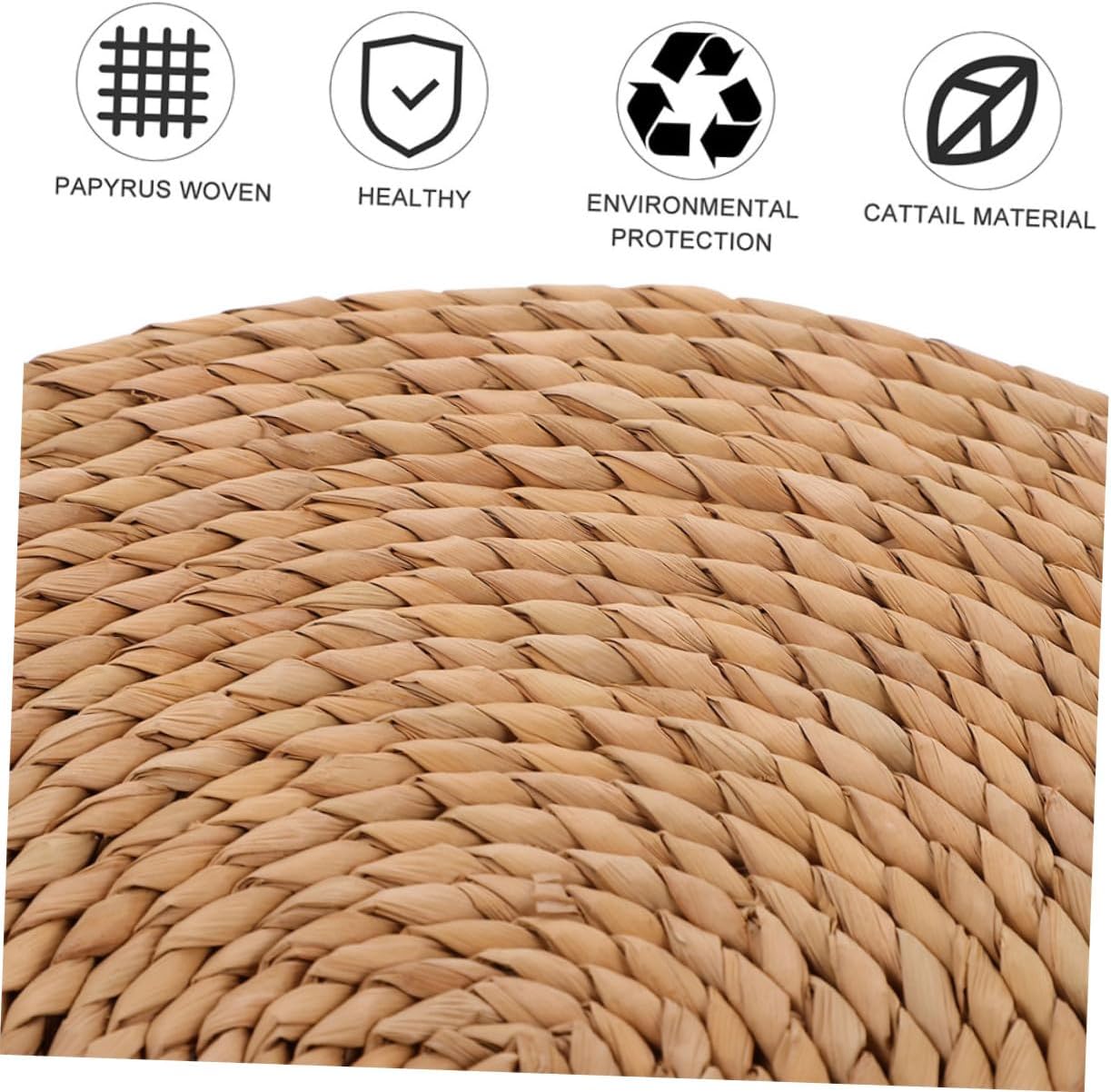 Thick Woven Meditation Cushion Floor Pillow 40cm Diameter Organic Rush Grass Tatami Mat Indoor Seating Pad for Yoga and Picnic Use