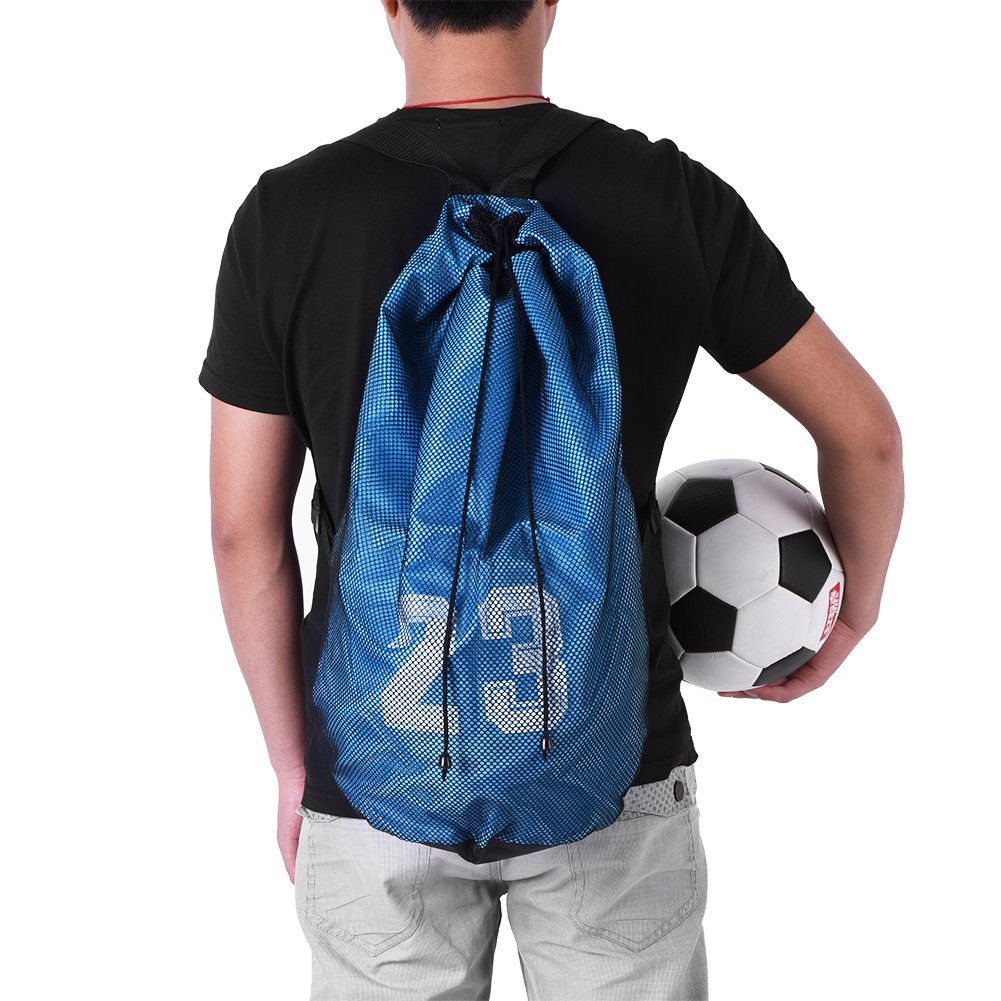 Amazon ボールバッグ ボール袋 大容量 サッカー バスケットボール 収納袋 防水 厚手 肩掛け ブルー Vgeby ボールバッグ