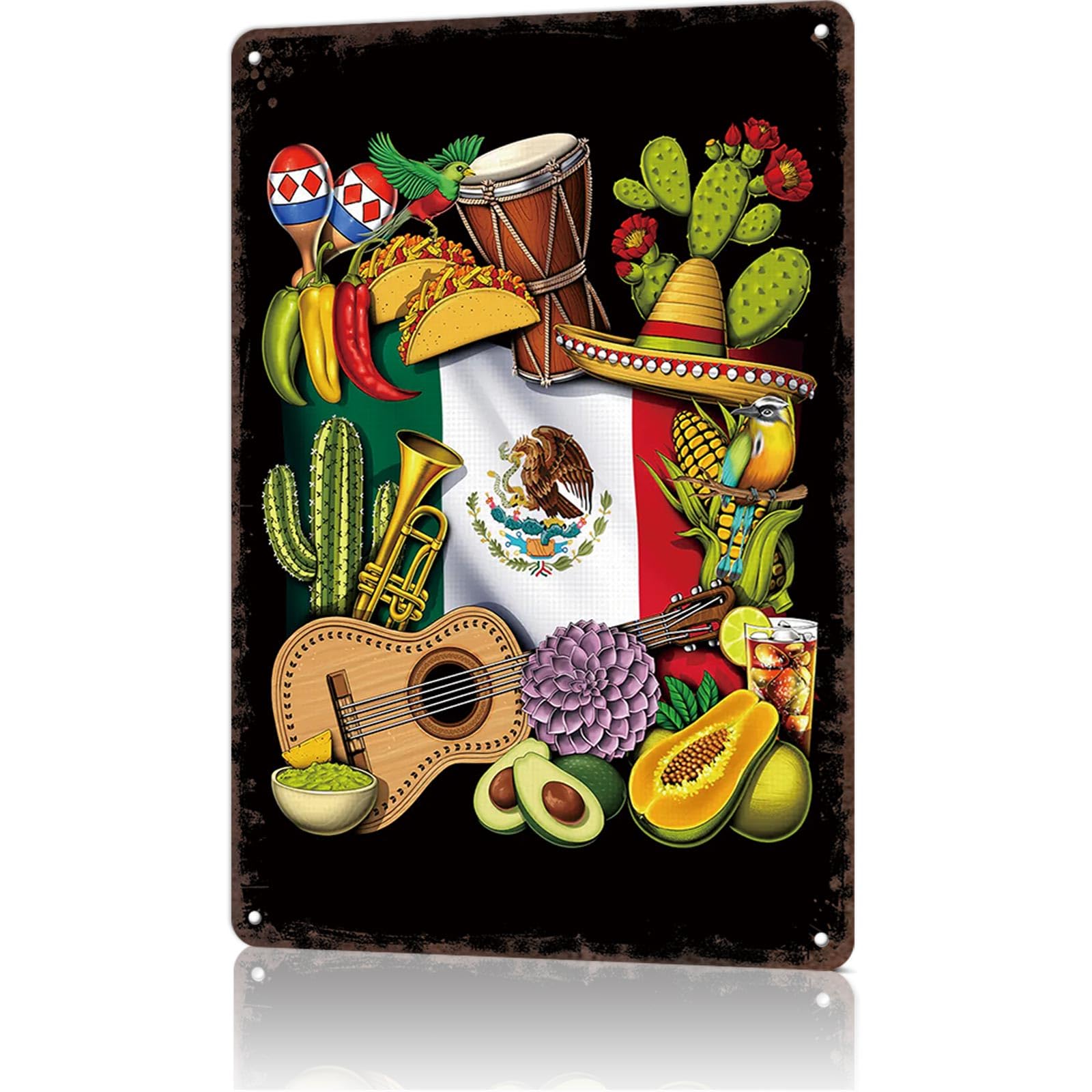 KWQDOZF Funny Metal Sign Mexican Heritage Vintage Tin Signs Poster For Home Room Bedroom Office Decor 8x12inch