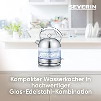 SEVERIN Retro Üveg Vízforraló 1.7L XXL Kapacitás Rozsdamentes Acél 3