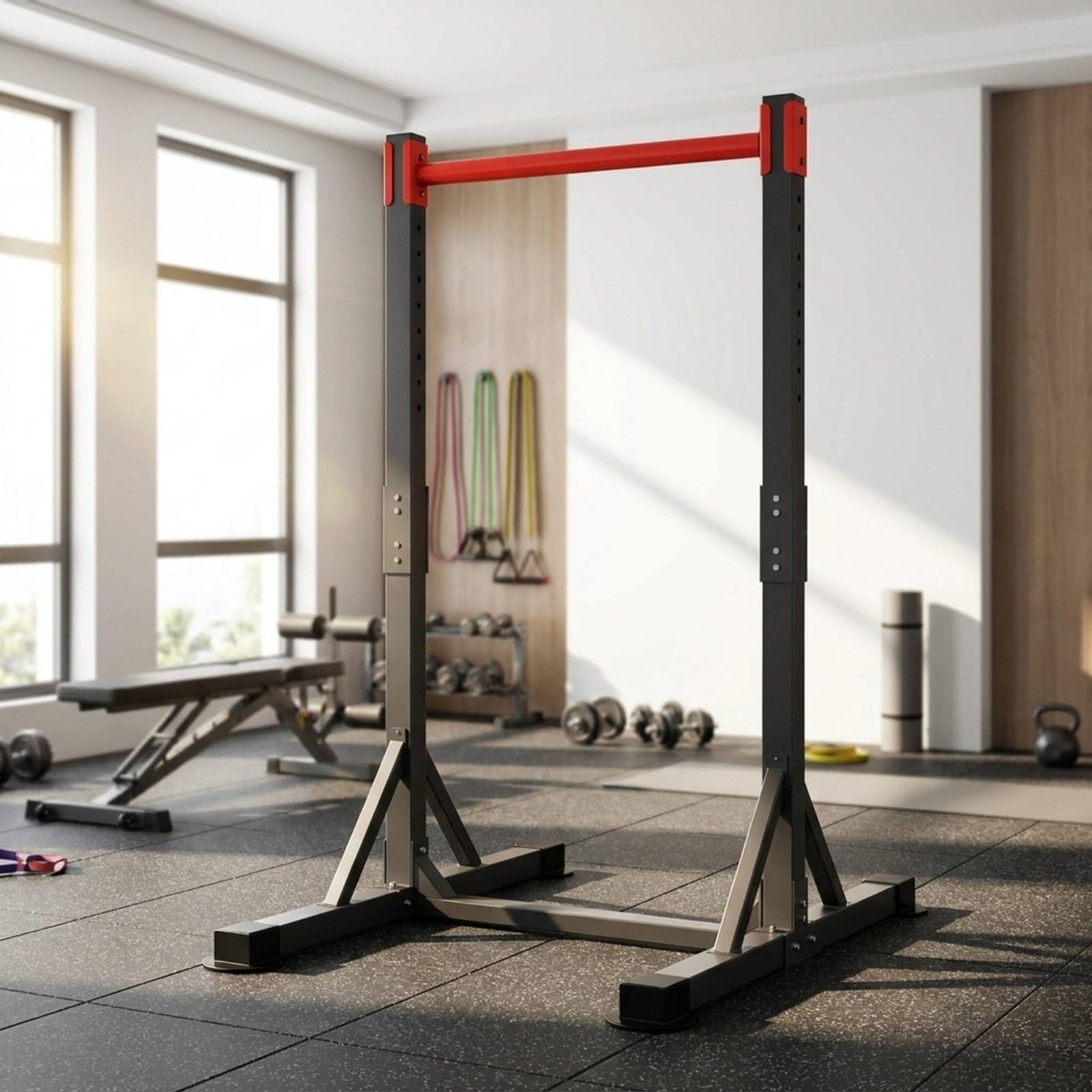 Sbarra Fitness da Terra Portata Elevata Rack Calisthenics Casa Regolabile Sbarra Trazioni Autoportante per Bambini, Interno