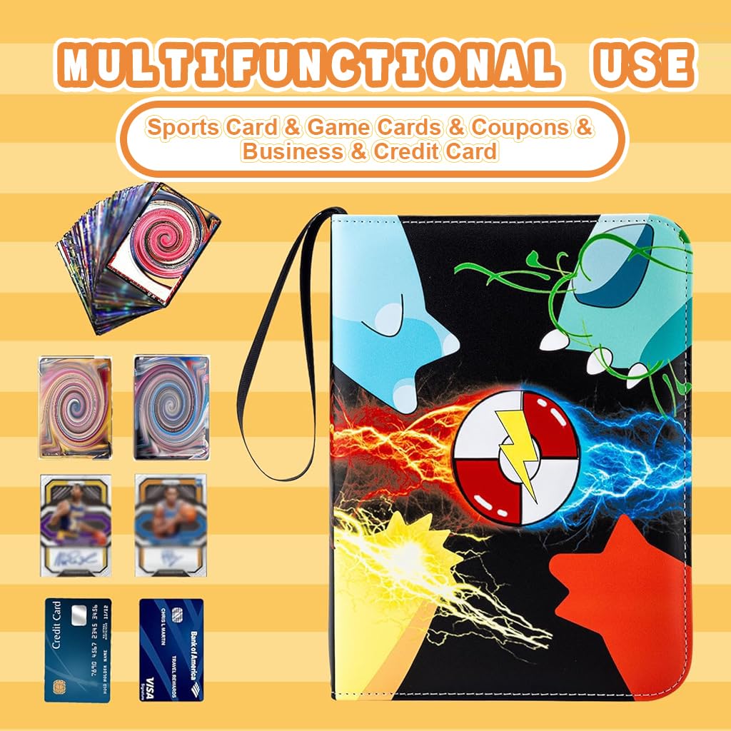 PATPAT® Poke-mon Binder Trading Poke-mon Cards Holder Organizer for 400 Trading Cards, Poke-mon Cards Book Collection Bag Game Cards Album Binder Case, Card Collection Album Gifts for Kids Girls Boys 2