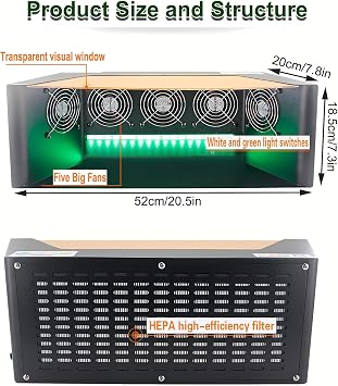 Vertical Laminar Flow Hood Laminar Flow Cabinet, Air Flow Clean Bench, with 5 Fans & Efficient Filter Net, for Phone Repair/Workshop/Laboratory
