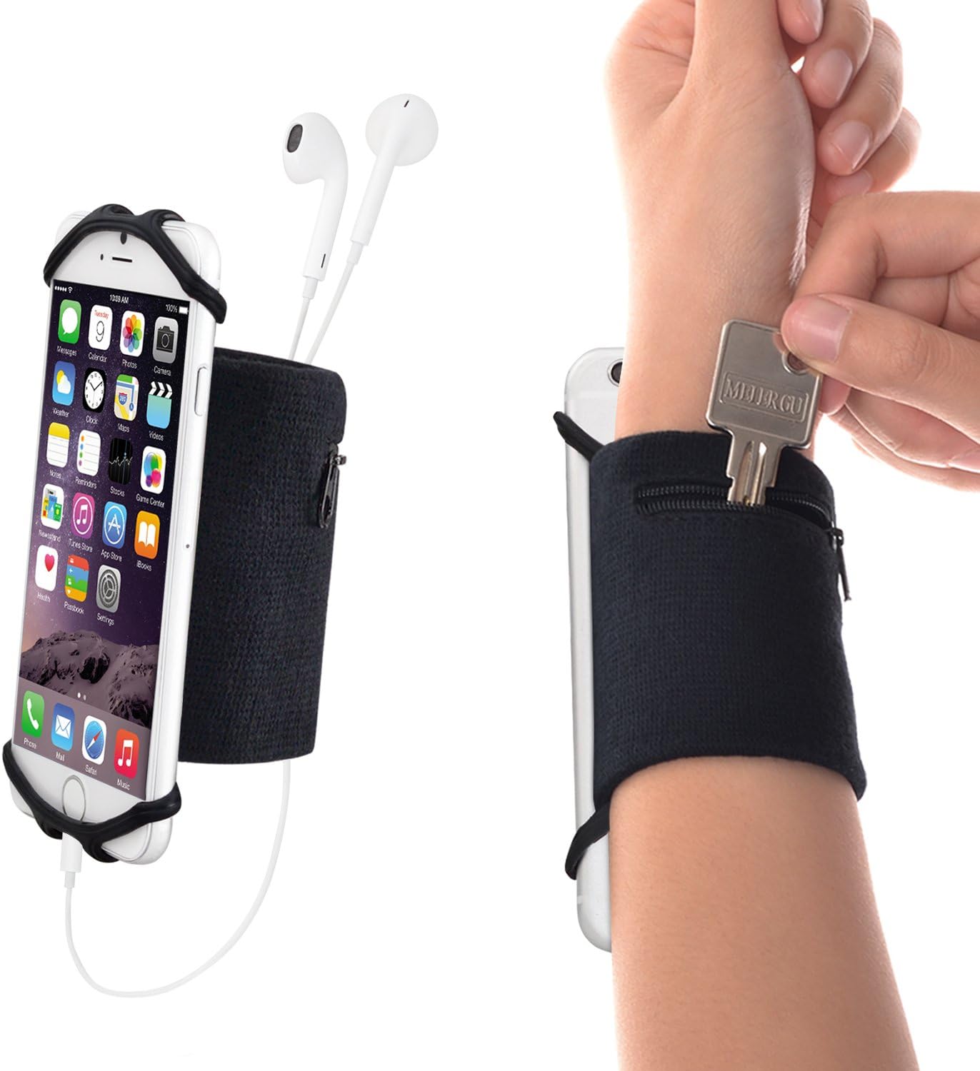 WANPOOL Sweatband Wristband + Detachable Silicon Net with a Little Pouch for Keys and Coins for 4.5-6 inch Phones