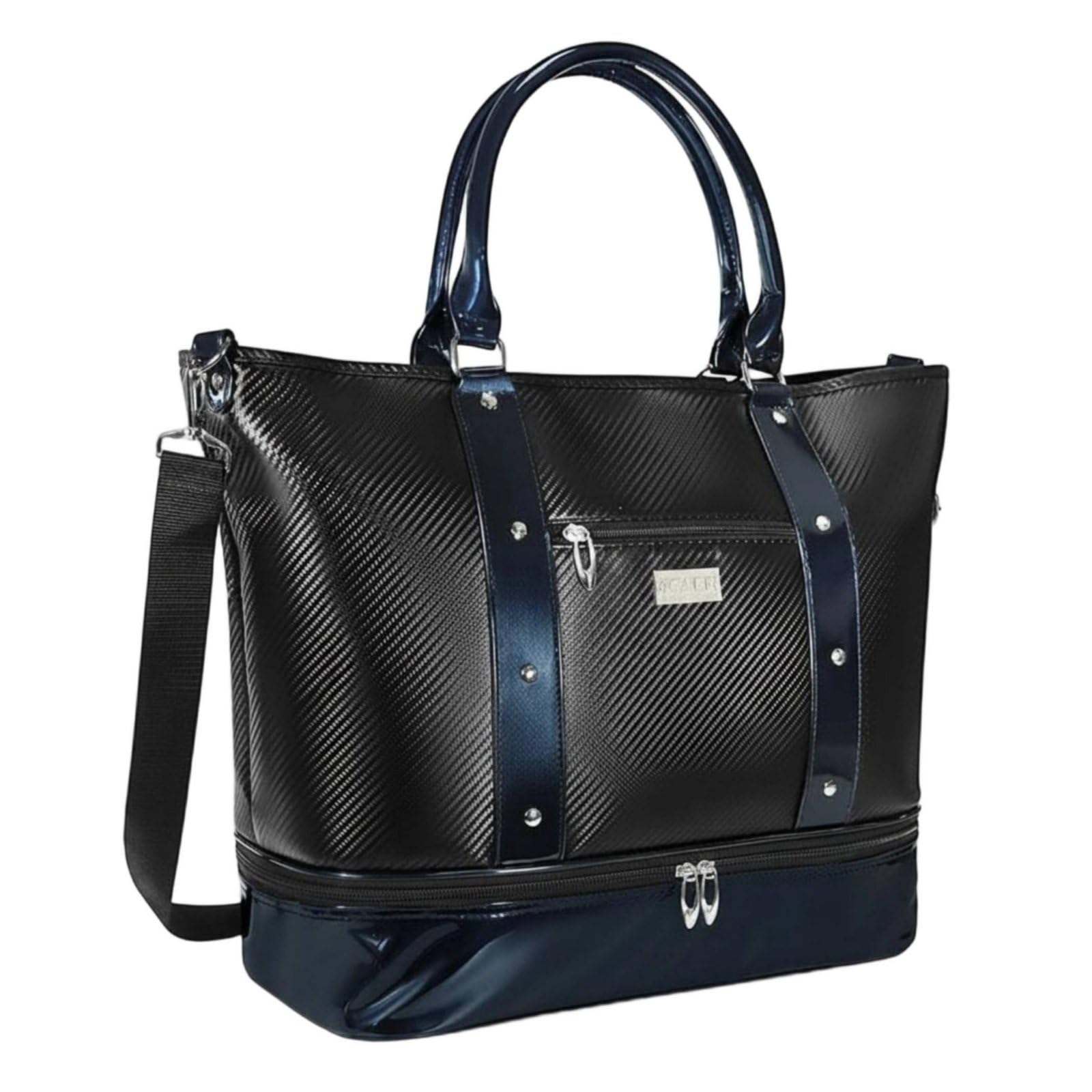 Borsa da Golf Borsa da Viaggio Borsone Sacca Borsa Sportiva con Scomparto Scarpe in Poliestere Impermeabile con Manici E Tracolla Adatta a Campo da, Black
