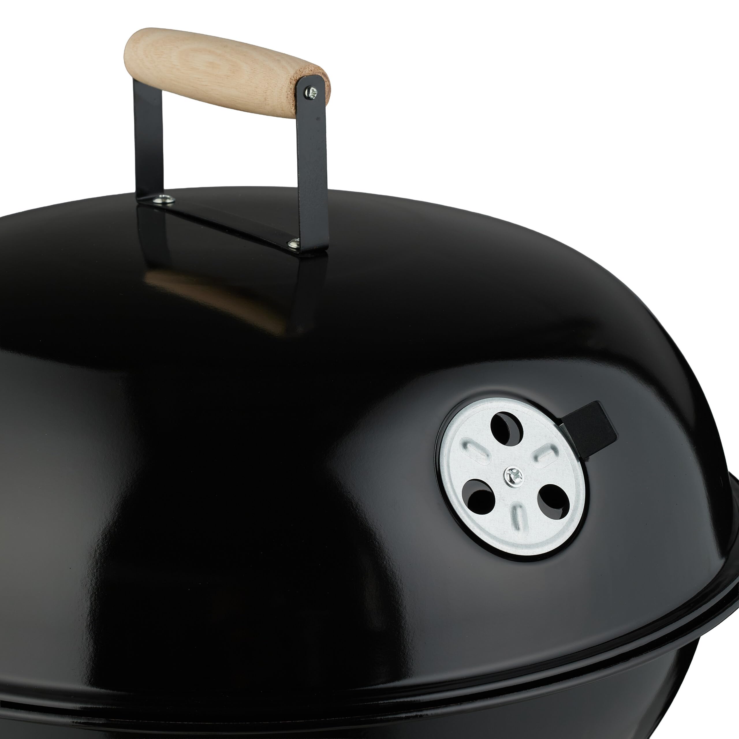 Relaxdays Grill a Carbonella Rotondo Ø 44 cm z Coperchio, 2 Koła, Czarny
