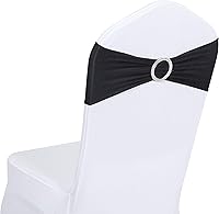 Vista 1 de Obstal 50 cintas elásticas de elastano para sillas de recepción de boda, bandas elásticas universales para sillas con hebilla deslizante para Negro
