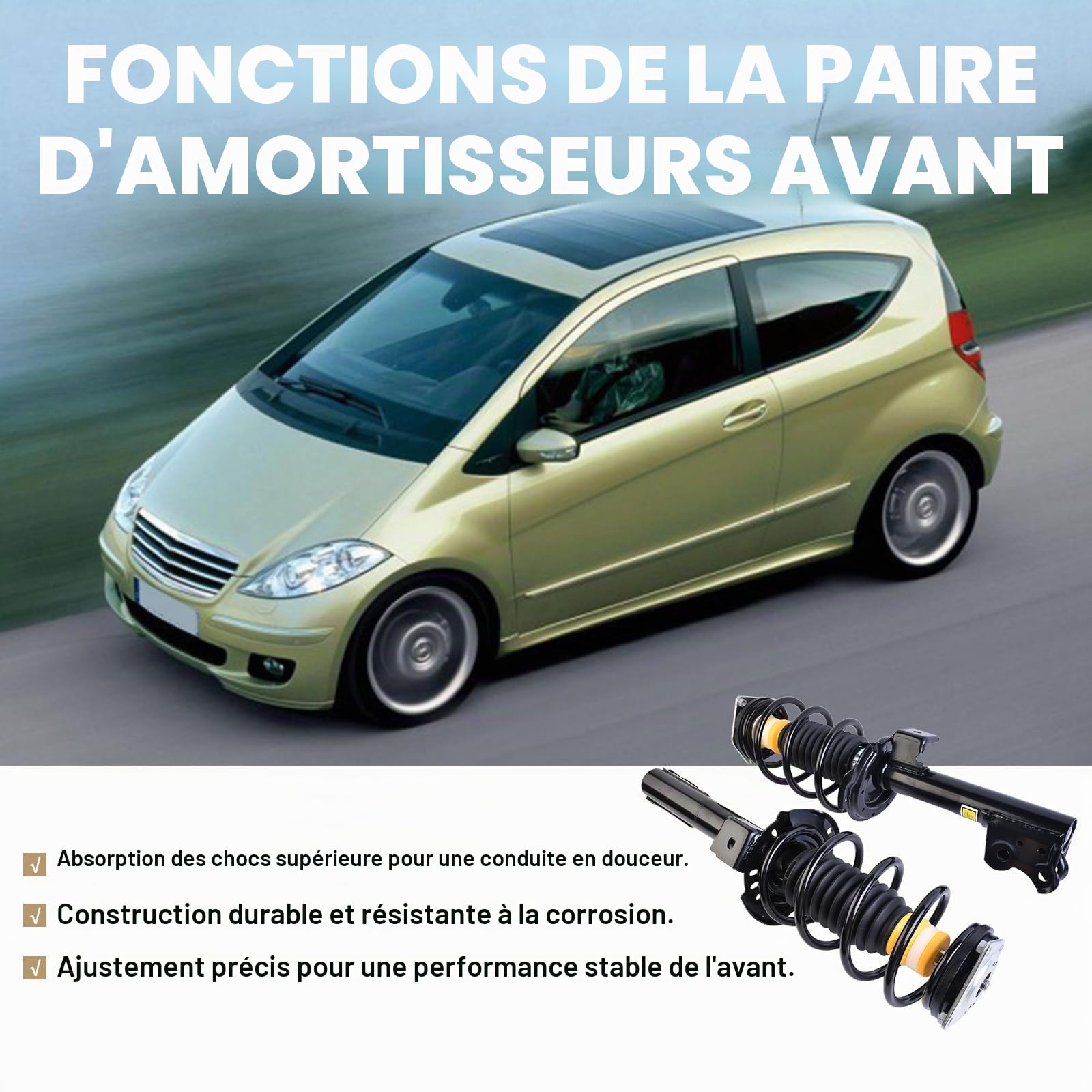 Paire de amortisseurs avant complets 1693200130 1693201430 1693200430 1693200830 1693201030 1693201630 Convient pour Classe A W169 Classe B W2 45