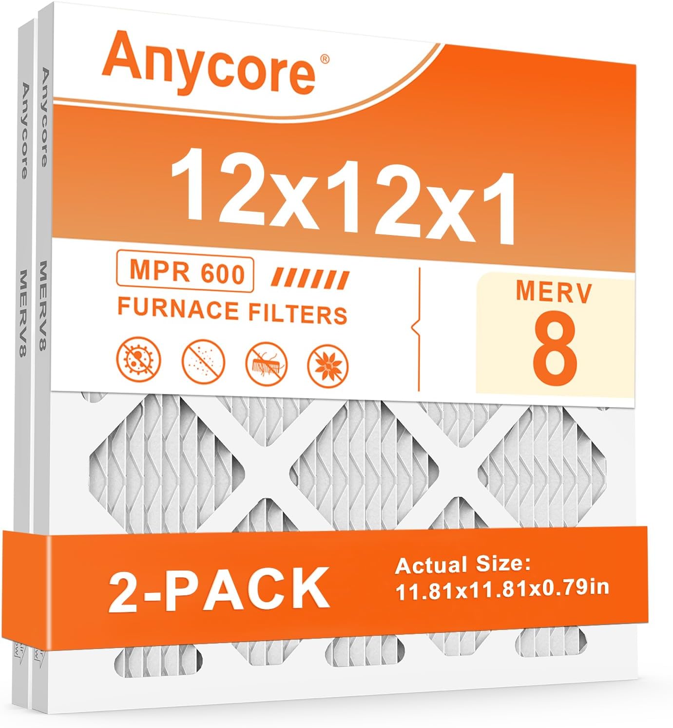 10x10x1 Air Filter 4 Pack MERV 8 HVAC AC Furnace Pleated Air Filters for Home Office MPR 600 FPR 5 (Actual Size: 9.81x9.81x0.81 inch)