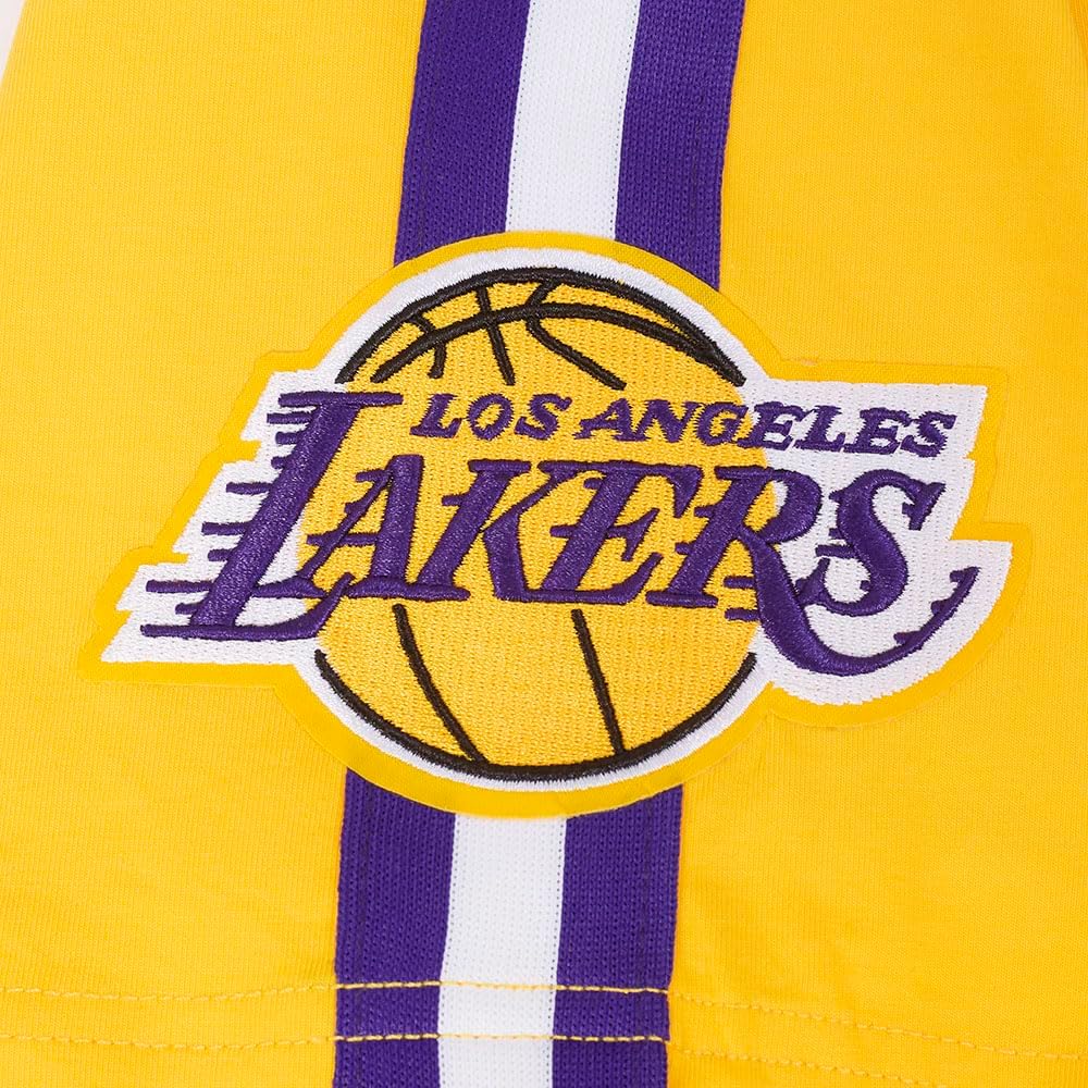 Pro Standard Mens NBA Los Angeles Lakers Luka Doncic #77 Classic Player Short Sleeve Taping Tee Yellow/Purple M - Image 6