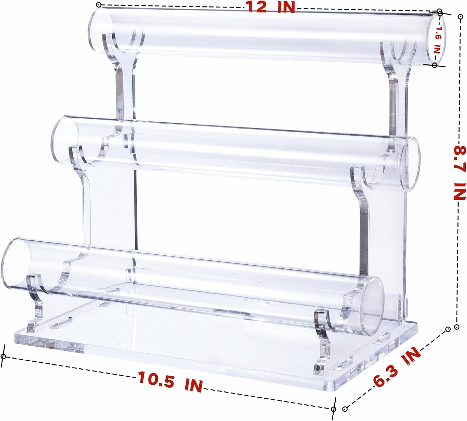 Acrylic Bracelet Holder with 3 Tier Jewelry Organizer Stand Racks, Acrylic Necklace Holder Display Stylish Crystal Bangle Bracelet Holder for Selling,Invisible Detachable Watch Holder