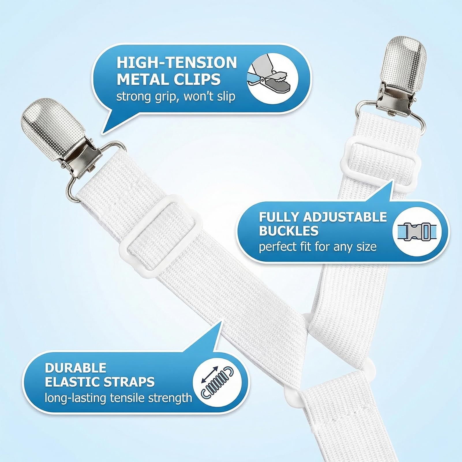 4 Stück Bettlakenspanner,Bettlakenspanner Verstellbar,Bettlaken Halter Gegen Verrutschen,Dreieckige Bettlaken Spanner,Spannbettlaken Halter,Matratzenspanner Für Bettlaken, Matratze, Sofa, Bügelbrett