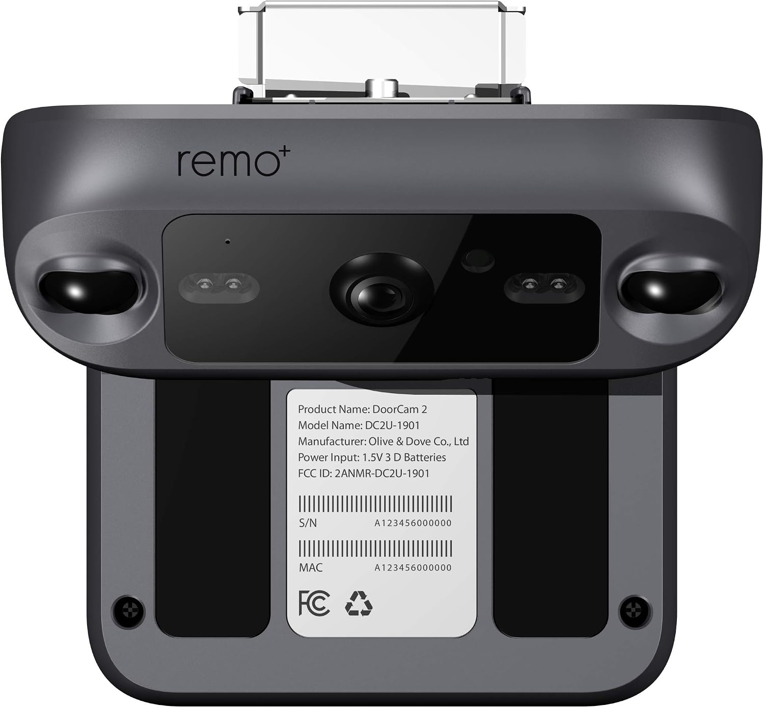 Remo+ DoorCam 2 Wireless Over-The-Door Smart Security Camera with 1080p HD Video, Motion Sensor, 2-Way Talk, and Alexa Enabled (No Monthly Fees) (Free Cloud Storage), Dark Grey