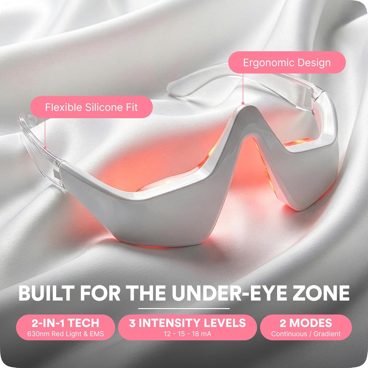 BOTANIQUE PARIS® RevitalEyes Under Eye Red Light Therapy [WITH ANTI EYE BAG CREAM] - Light Therapy Device Bundle for Under Eye Bags, Puffiness & Fine Lines - Skincare Tool for all Skin Types
