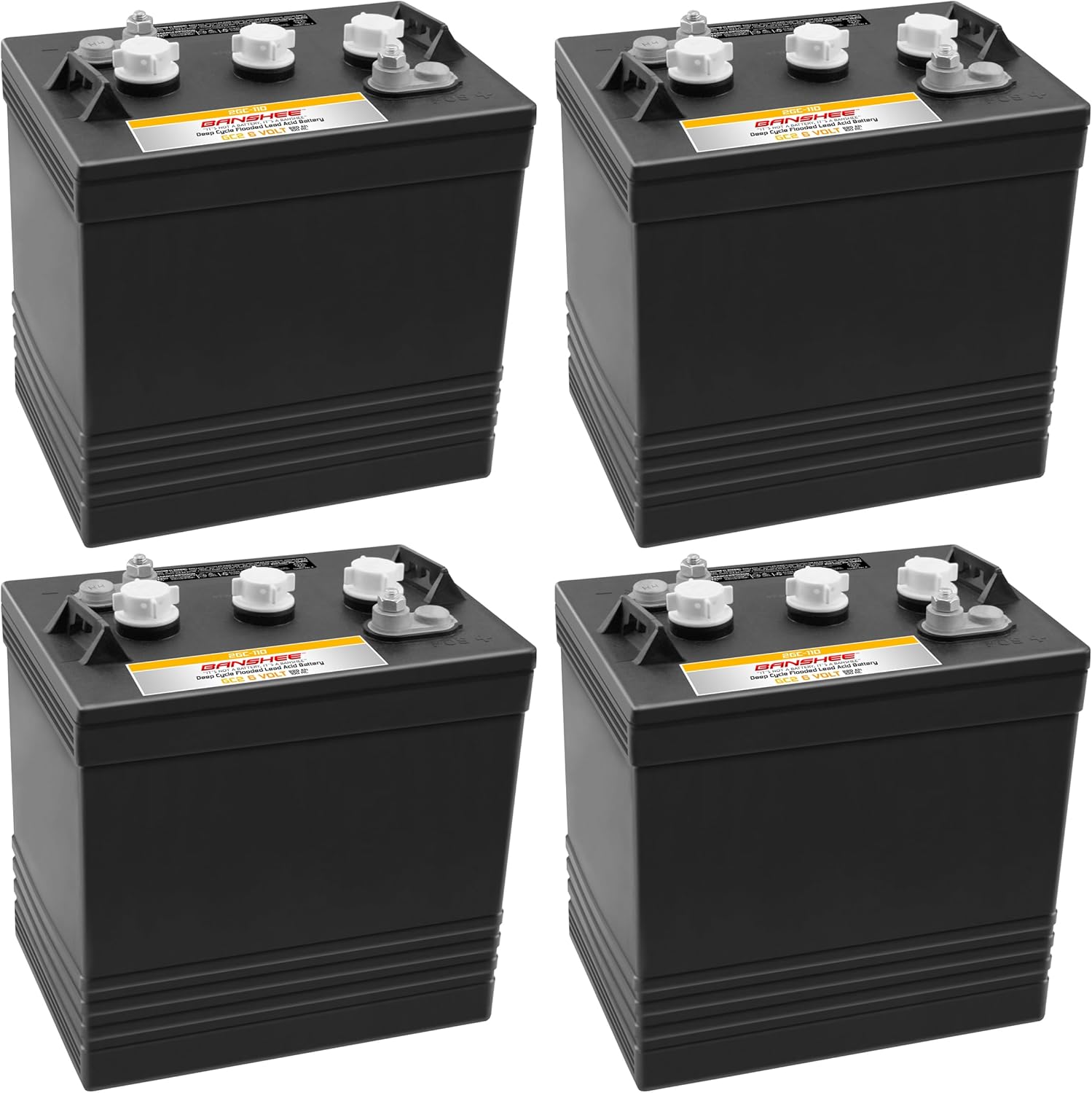4 Pack (24V Combo) of Banshee Heavy Duty 6V Flooded Lead Acid Batteries, Replaces Trojan T105, T125, T145, T605