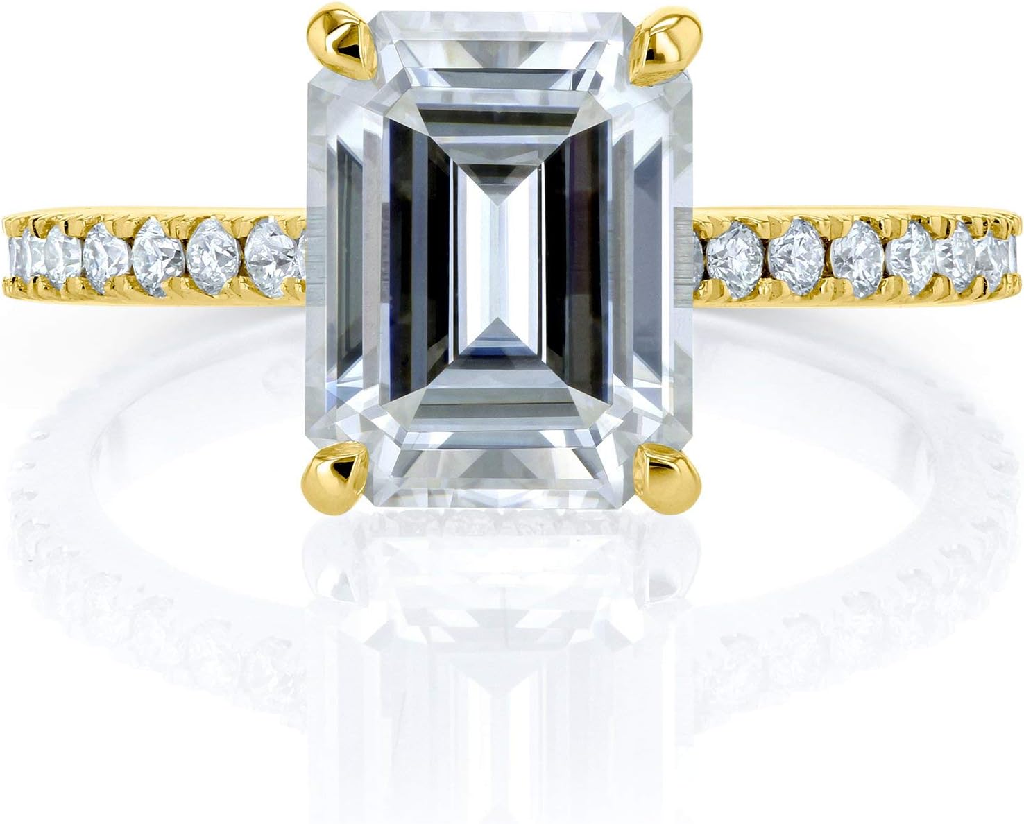Kobelli Emerald-cut Moissanite Engagement Ring 2 7/8 CTW 14k Yellow Gold