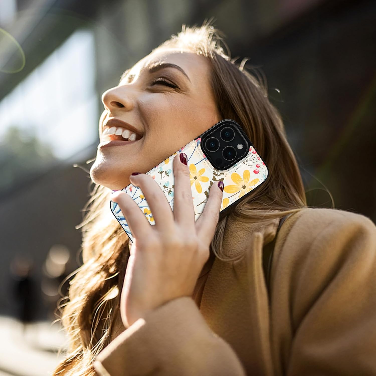 HAOPINSH for iPhone 16 Pro Max Wallet Case with Card Holder, Floral Flower Pattern Back Flip Folio PU Leather Kickstand Card Slots Case for Women Girls, Double Magnetic Clasp Shockproof Cover 6.9" - Image 6